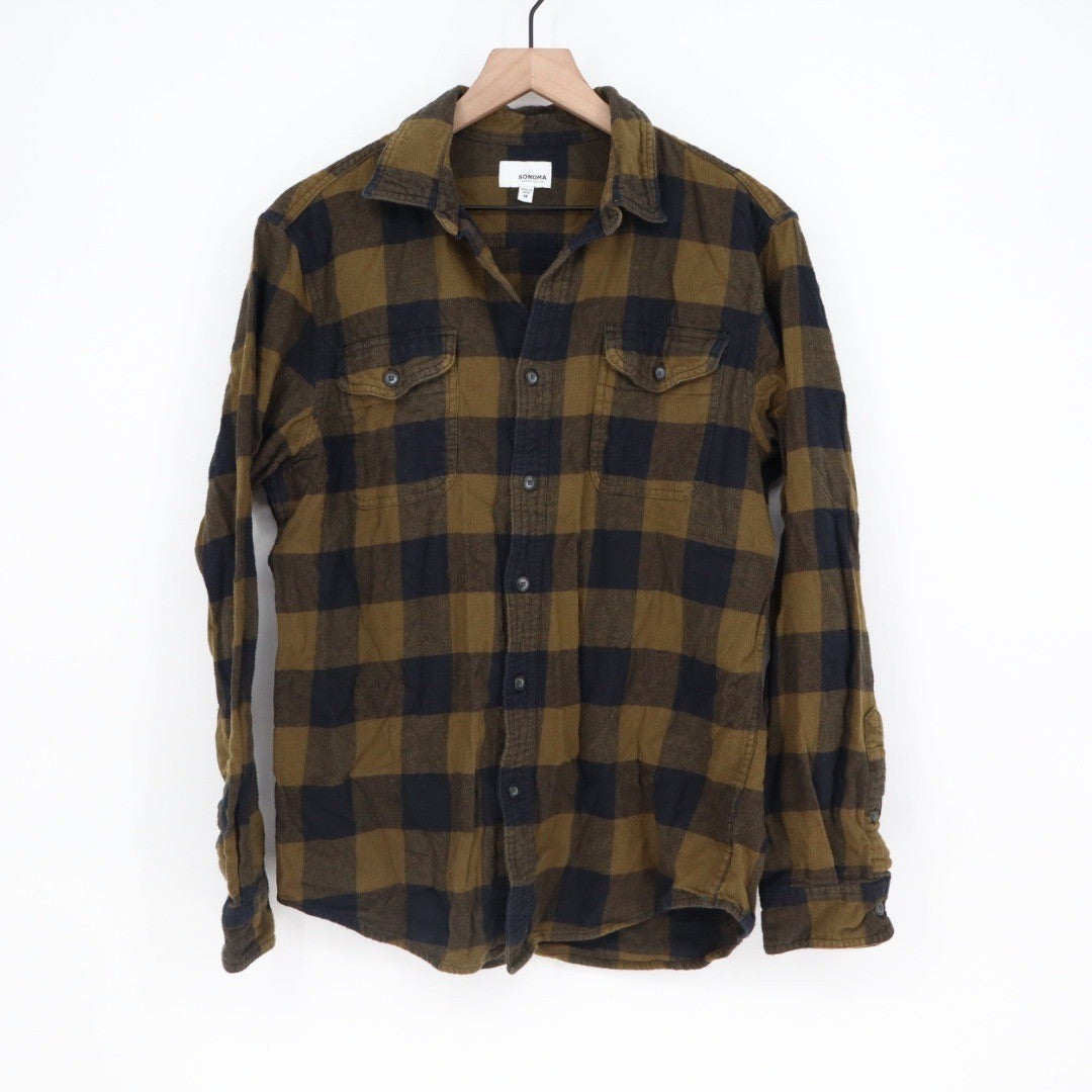 SONOMA Goods for Life Mens Flannel Shirt Long Sleeve Button Up Plaid Size M