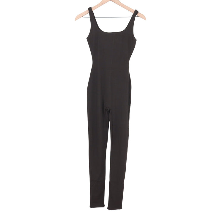 Naked Wardrobe Black Ribbed Sleeveless Jumpsuit Bodysuit Small
