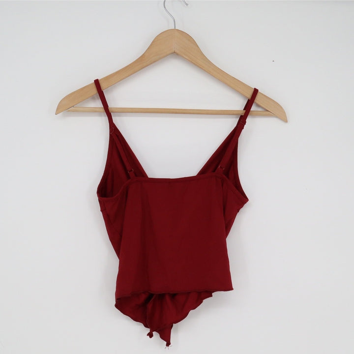 SHEIN Burgundy Red Twist Front Handkerchief Hem Cami Top XS Adjustable Straps