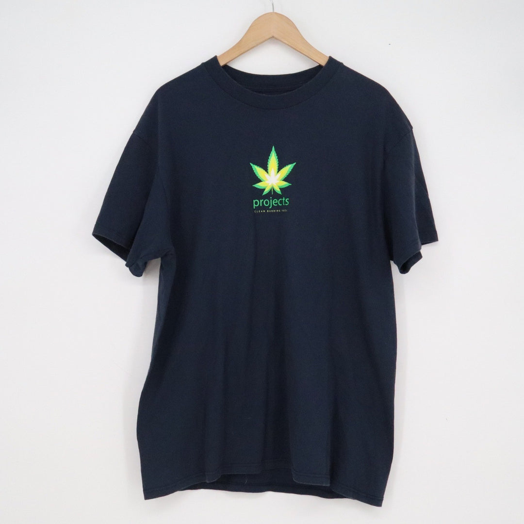 Bare Knuckle Projects Mens Large Navy Blue Cannabis Leaf Graphic T-Shirt USA