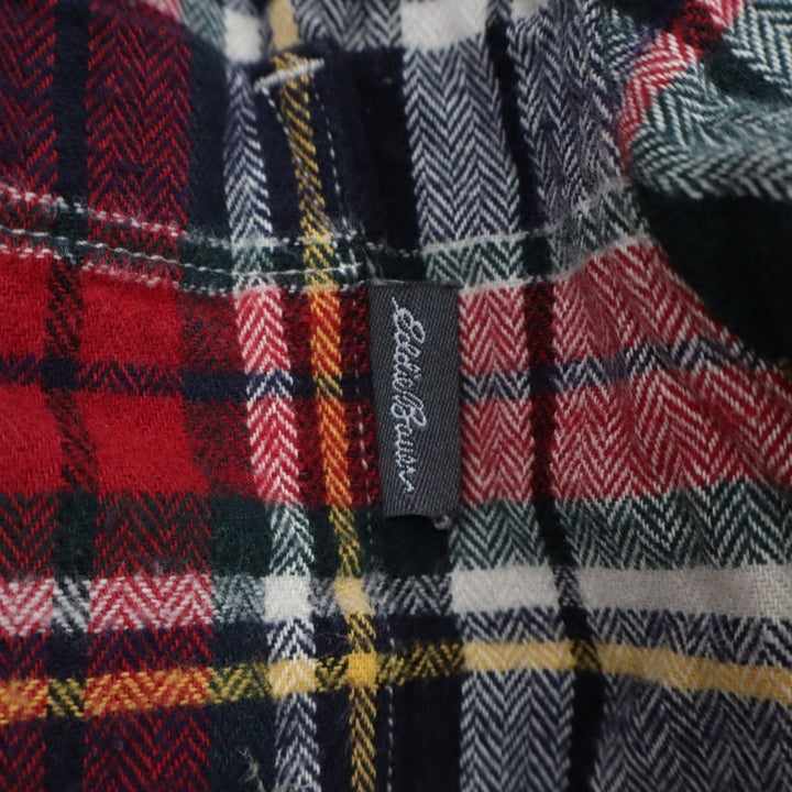 Eddie Bauer Flannel Shirt Mens Large Multi Plaid Cotton Spread Collar Button Up