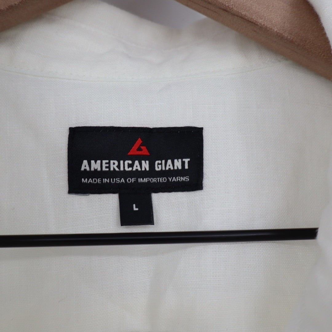 American Giant Men's Resort Shirt Linen Size L Made In USA