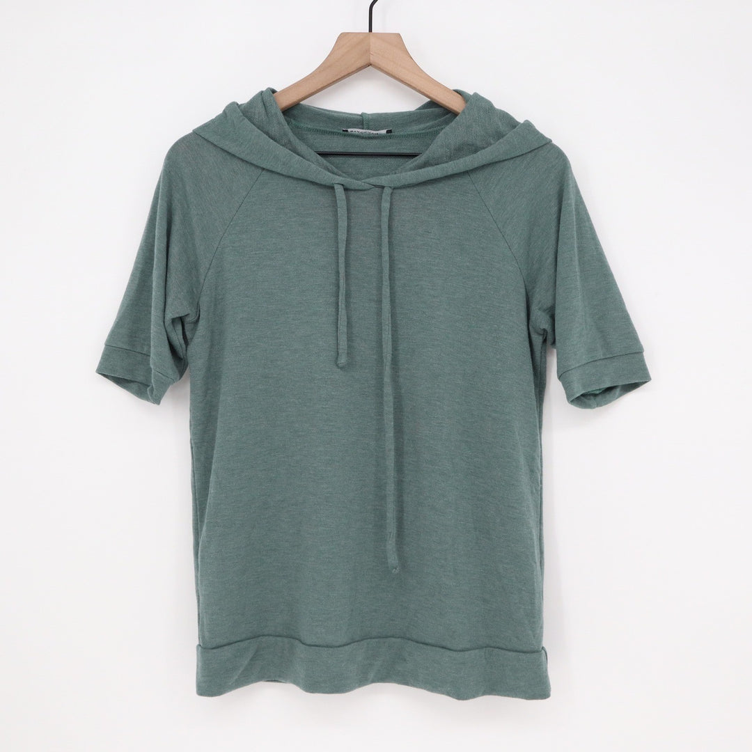 Staccato Hoodie Womens M Short Sleeve Pullover Green Heathered Athleisure