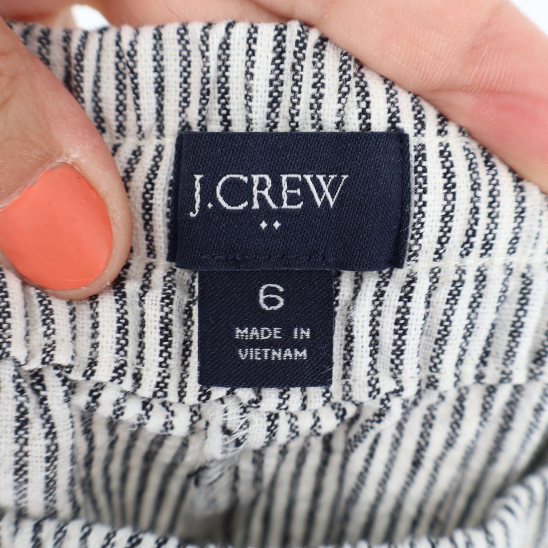 J.Crew Womens Size 6 Navy White Striped Linen Cotton Seaside Pull On Pants