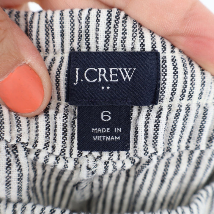J.Crew Womens Size 6 Navy White Striped Linen Cotton Seaside Pull On Pants