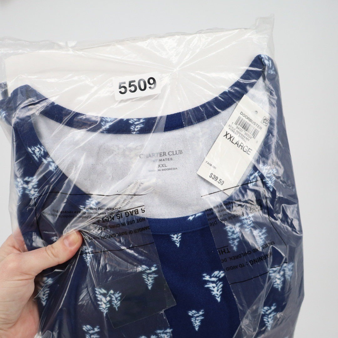 Charter Club Intimates Pajama Top XXL Navy Blue Pine Tree Forest 100210591MS