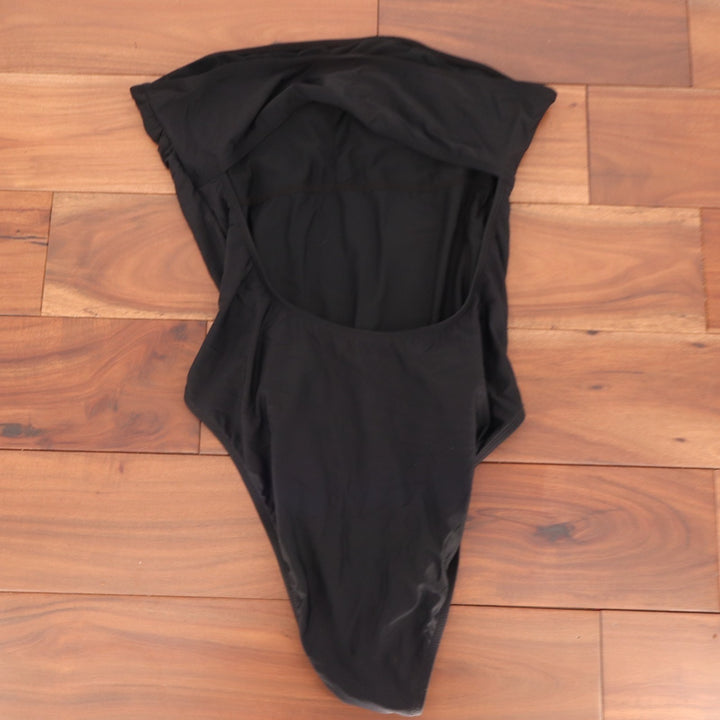 Vici One Piece Swimsuit Womens XL Black Stretch Strapless Cutout Back Swimwear