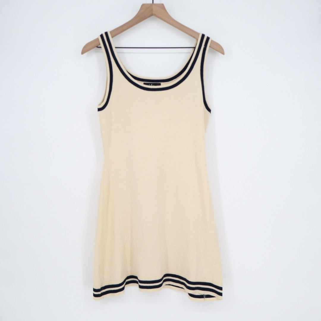 Lulus Sweater Mini Dress Womens Large Beige Knit Acrylic Lightweight Scoop Neck