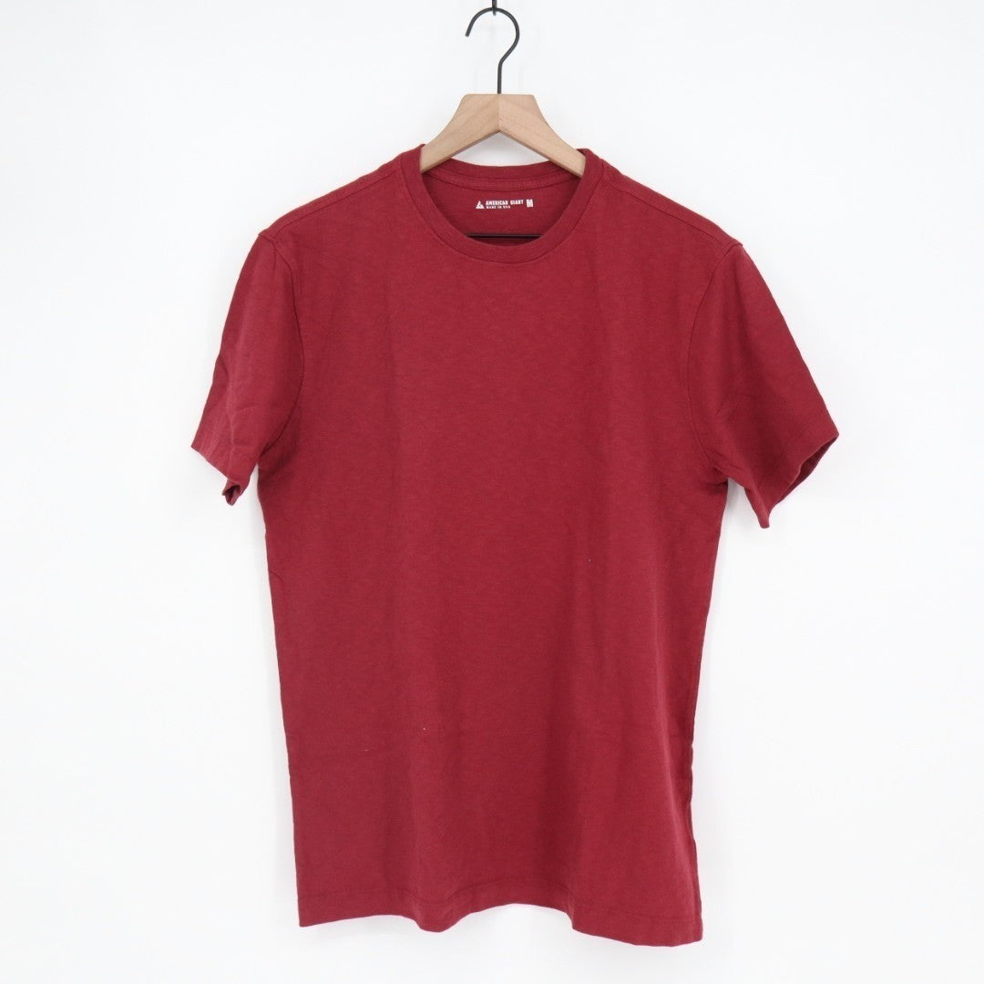 American Giant Premium Slub T-Shirt Men Medium Red Cotton Crew Neck Short Sleeve