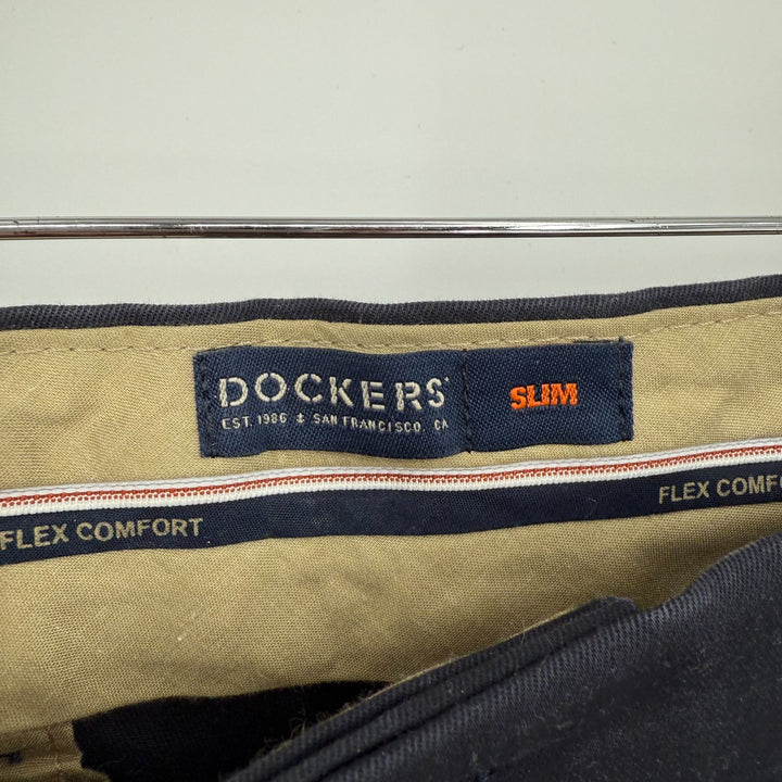Dockers Flex Comfort Chino Pants Mens 32x32 Blue Cotton Slim Flat Front Business