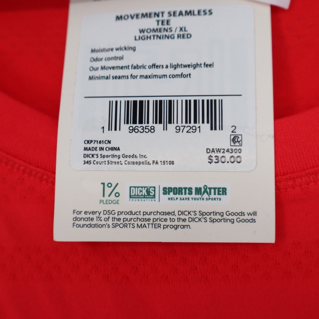DSG Movement Seamless Tee Lightning Red Womens XL Short Sleeve NEW