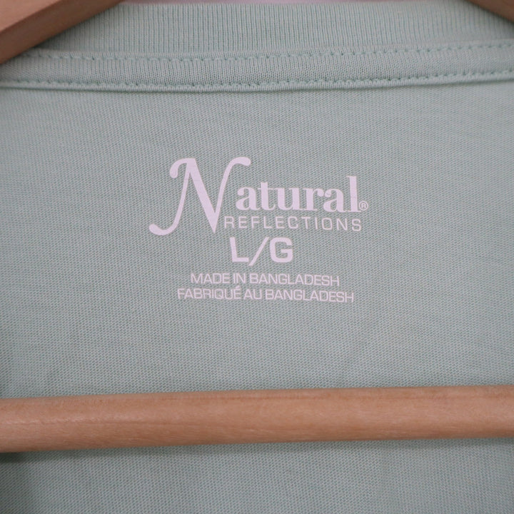 Natural Reflections Sage Green Coffee Cabins Campfires Graphic Tee Large