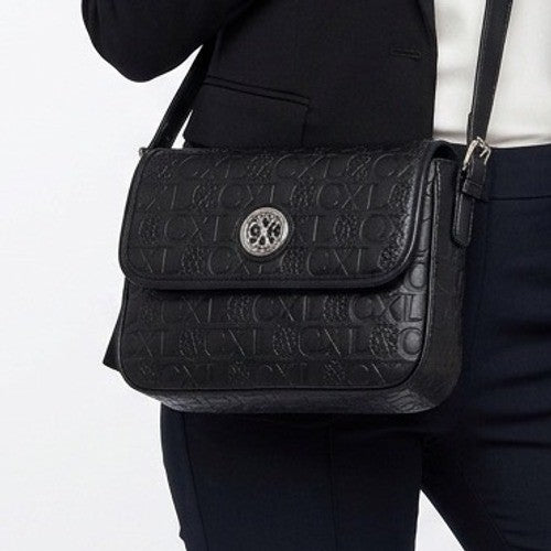 CXL by Christian Lacroix Clara Black Embossed Logo Shoulder Bag
