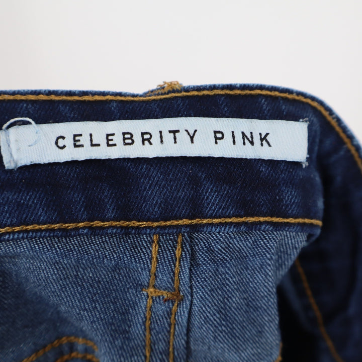 Celebrity Pink Dark Wash Cuffed Raw Hem Denim Shorts Blue Size 7/28