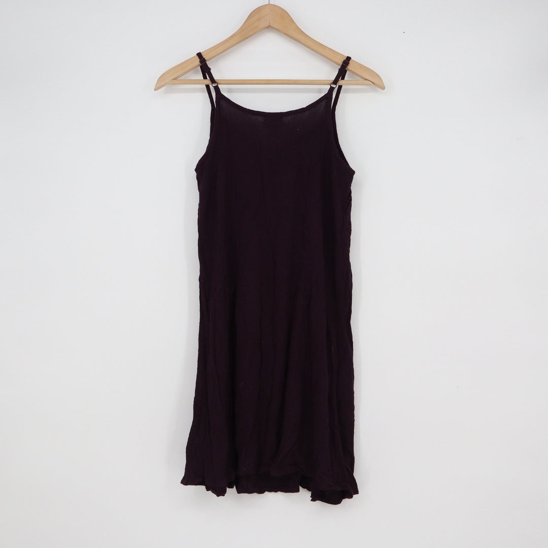 Mossimo Supply Co Womens Plum Purple Embroidered Boho Tassel Sundress Size M