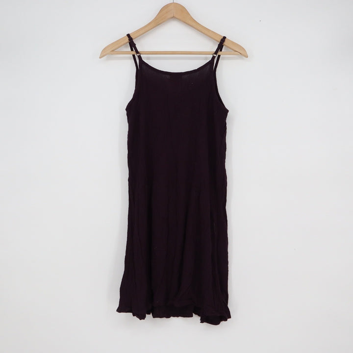 Mossimo Supply Co Womens Plum Purple Embroidered Boho Tassel Sundress Size M