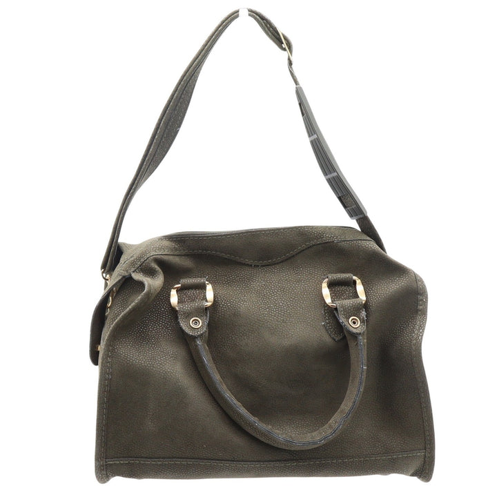 Verdi Satchel Bag Womens OS Olive Green Textured Gold Hardware Strap Good