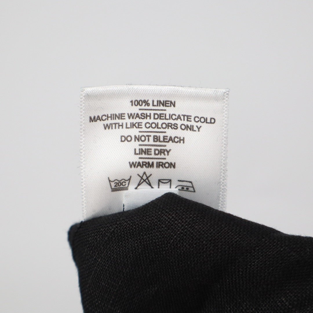 American Giant Pants Women Medium Black Linen Elastic Waist Relaxed Fit Wide Leg