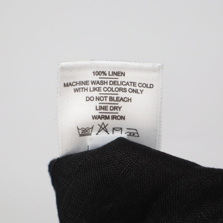 American Giant Pants Women Medium Black Linen Elastic Waist Relaxed Fit Wide Leg