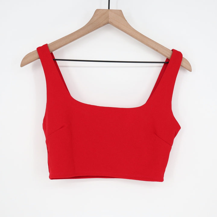 Lulus Red Two Piece Set Square Neck Crop Top Wide Leg Pants Size M 6309