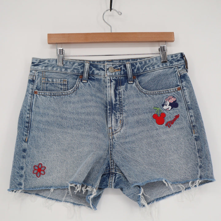 Old Navy x Disney Minnie Mouse High Rise Denim Cut Off Shorts Light Wash Size 10