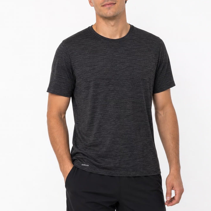 Athletic Works T-Shirt Mens M DriWorks Space Dye Black Performance Tee Excellent