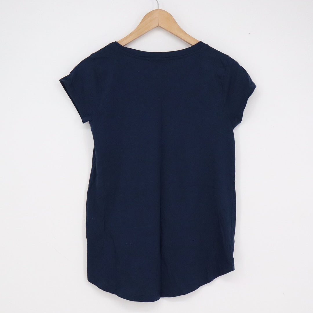 Cable & Gauge Navy Blue Pima Cotton Modal High Low Hem Short Sleeve Tee S