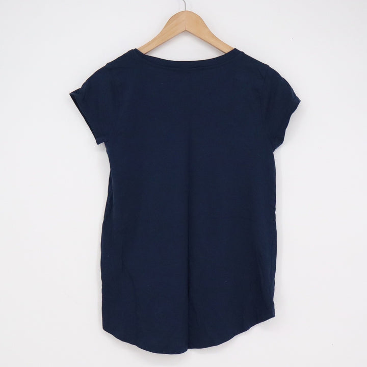 Cable & Gauge Navy Blue Pima Cotton Modal High Low Hem Short Sleeve Tee S