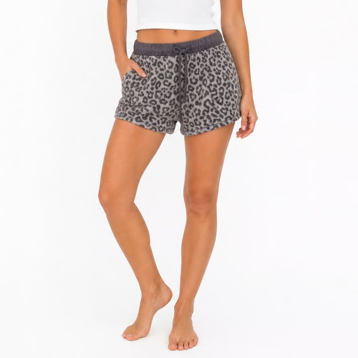 Lucky Brand Womens Grey Leopard Print Pajama Lounge Shorts Size Medium