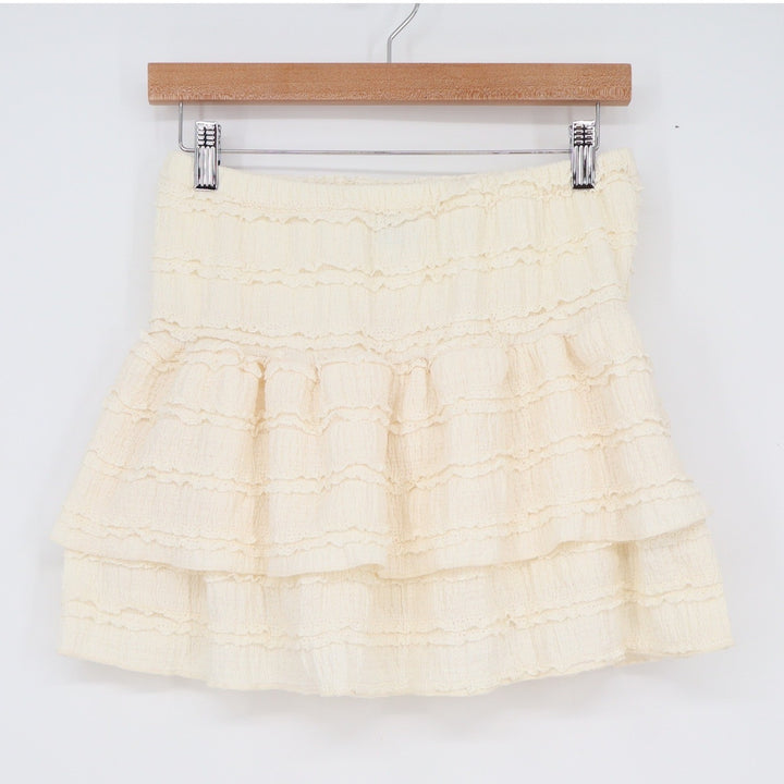 SHEIN Cream Ruffle Lace Tiered Mini Skirt and Cami Top Two Piece Set Size M