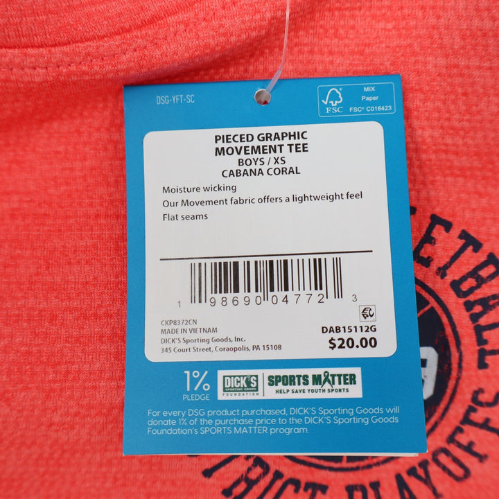 DSG Boys Pieced Graphic Movement Tee Cabana Coral Orange XS 6-7