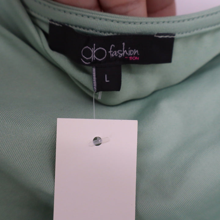 GB Fashion London One Shoulder Ruched Midi Dress Mint Green Large