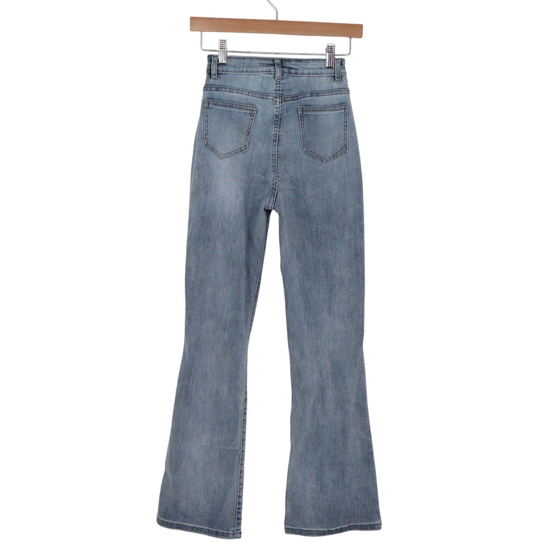 DQ Jeans Women's High Waisted Flare Leg Blue Denim Pants Size M Light Wash