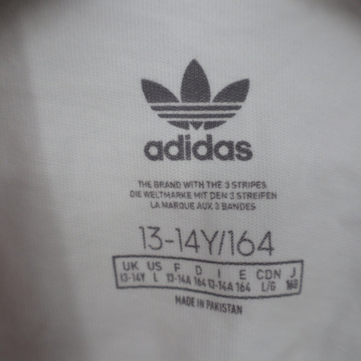 Adidas Originals Kids Trefoil Tee White Black Logo Graphic T-Shirt Size L