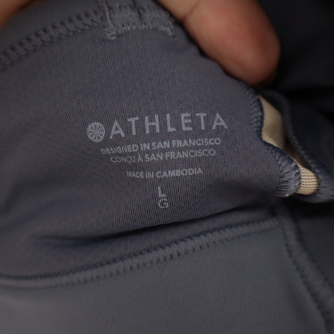 Athleta Vital Cinch Bra Slate Blue Grey Light Impact Sports Bra A-C Cup Large