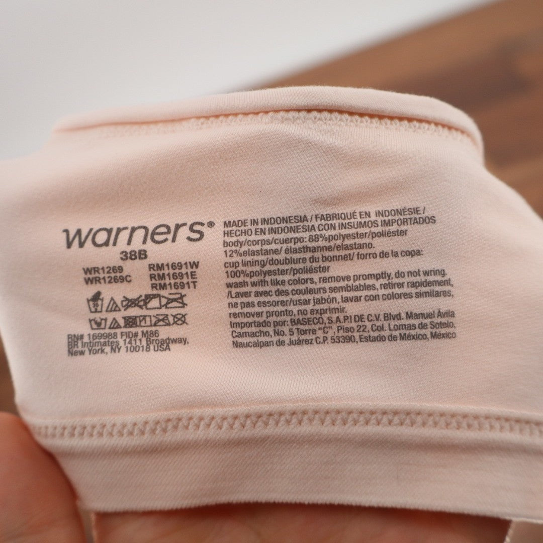 Warners Blissful Benefits Super Soft Wireless Lightly Lined Comfort Bra 38B Pink