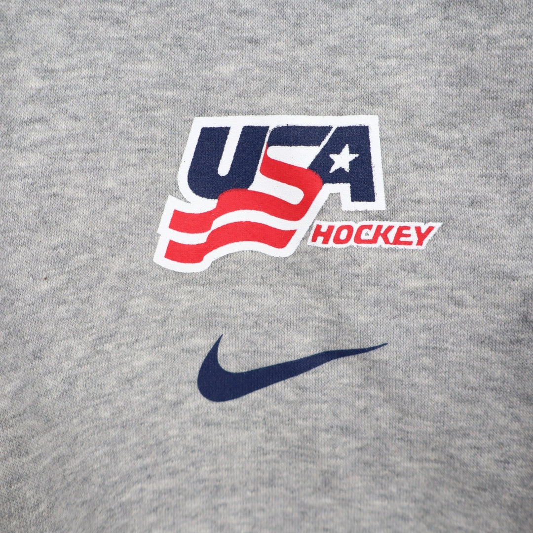 Nike Women Phoenix Crop QTR Zi USA Hockey Grey Fleece Pullover Large