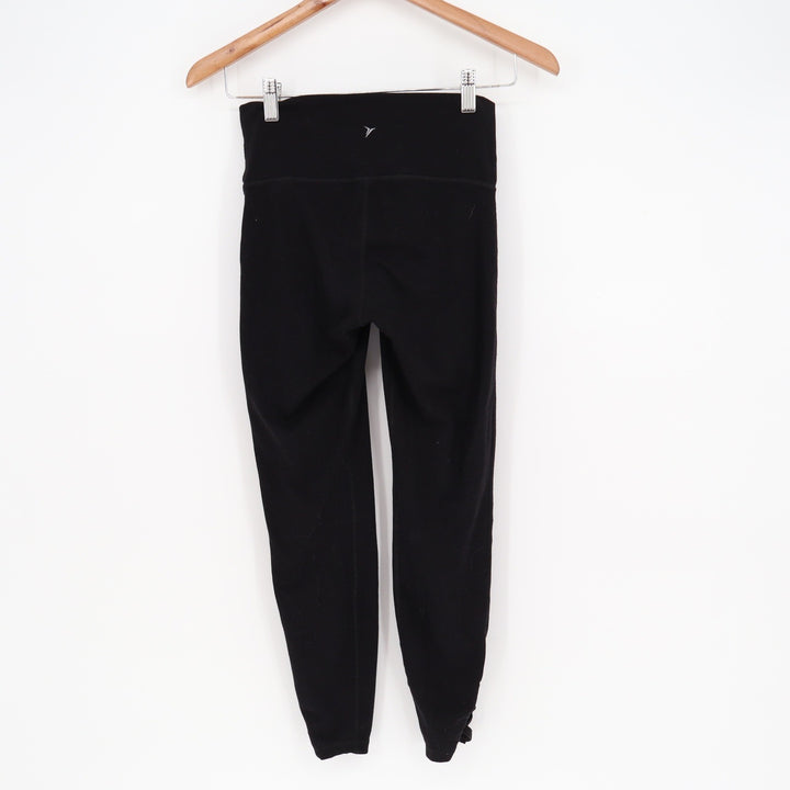 Old Navy Active Go-Dry Black High Waisted Strappy Lattice Hem Leggings Small