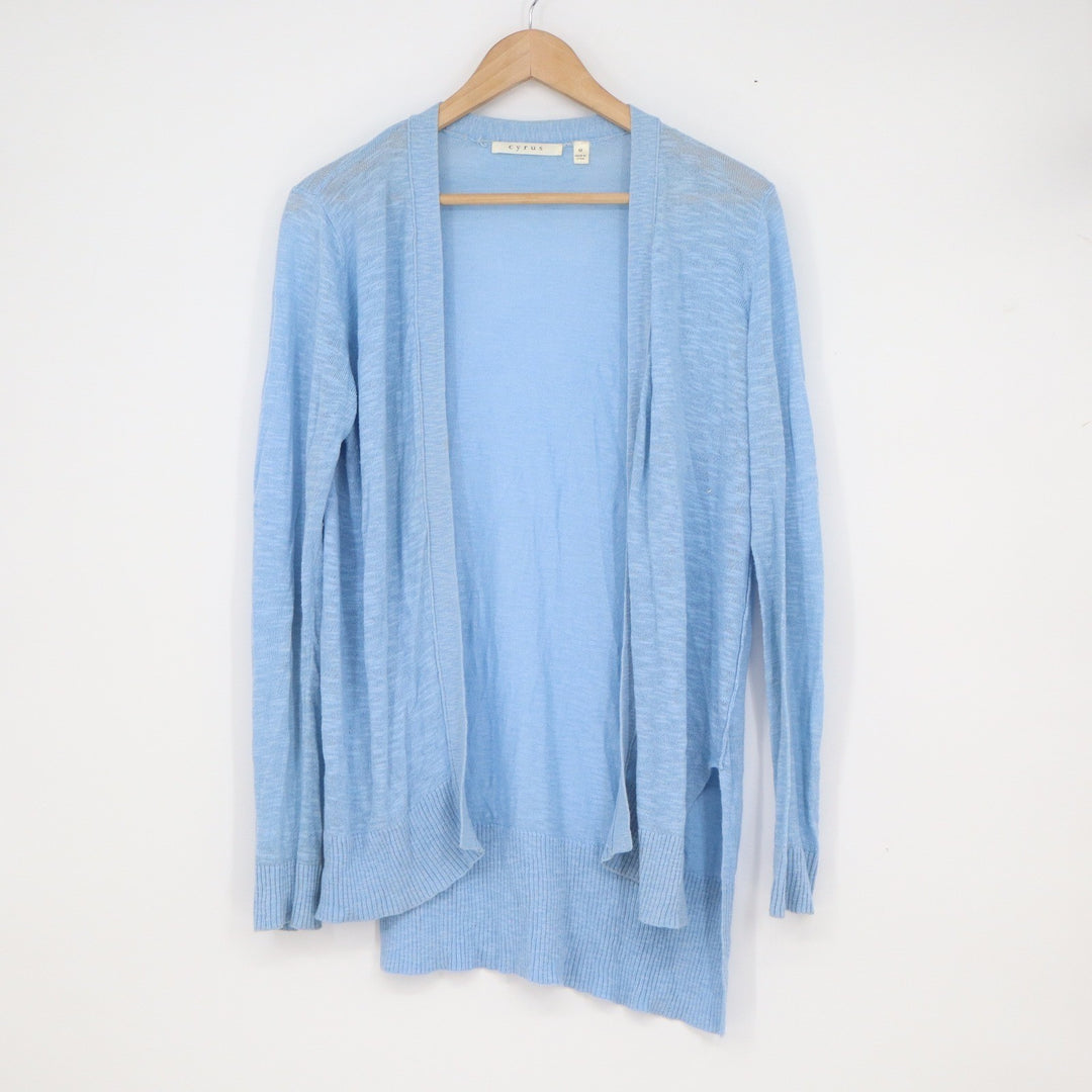 Cyrus Womens Blue Open Front Longline Cardigan Sweater CF1633 Medium