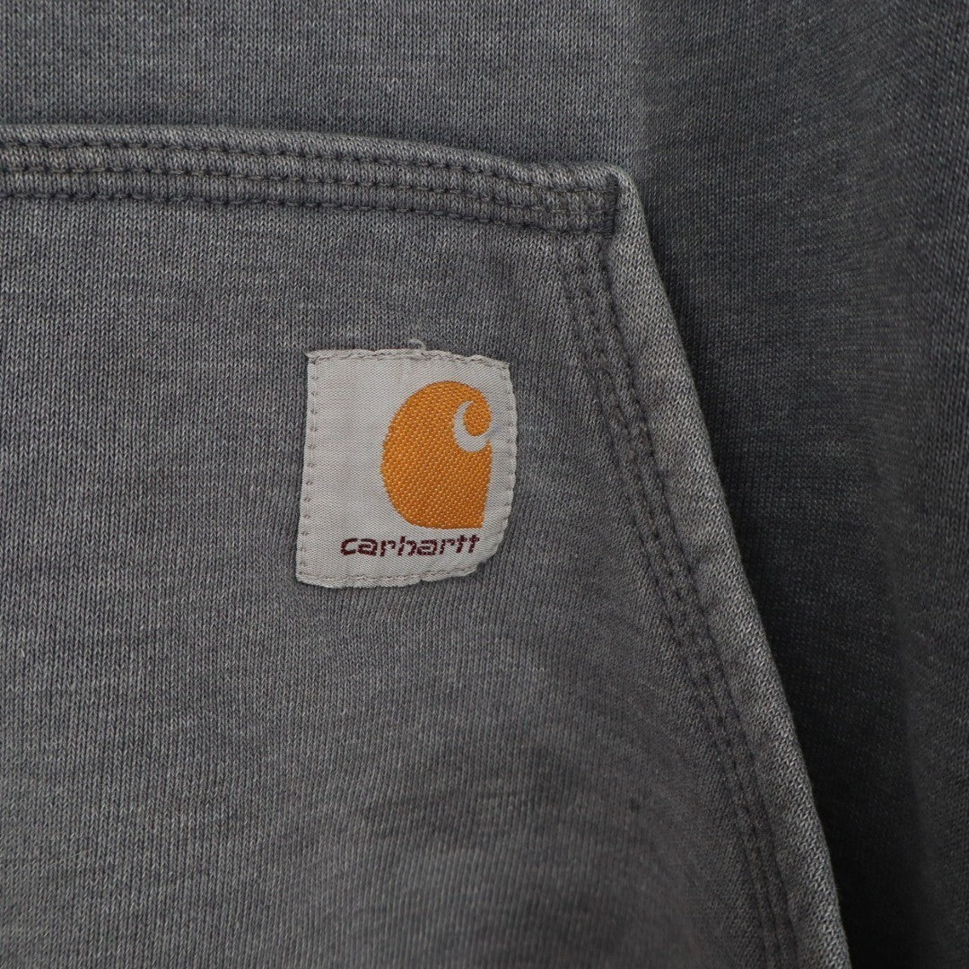 Carhartt Hoodie Mens Medium Charcoal Gray Cotton Fleece Lined Kangaroo Pocket