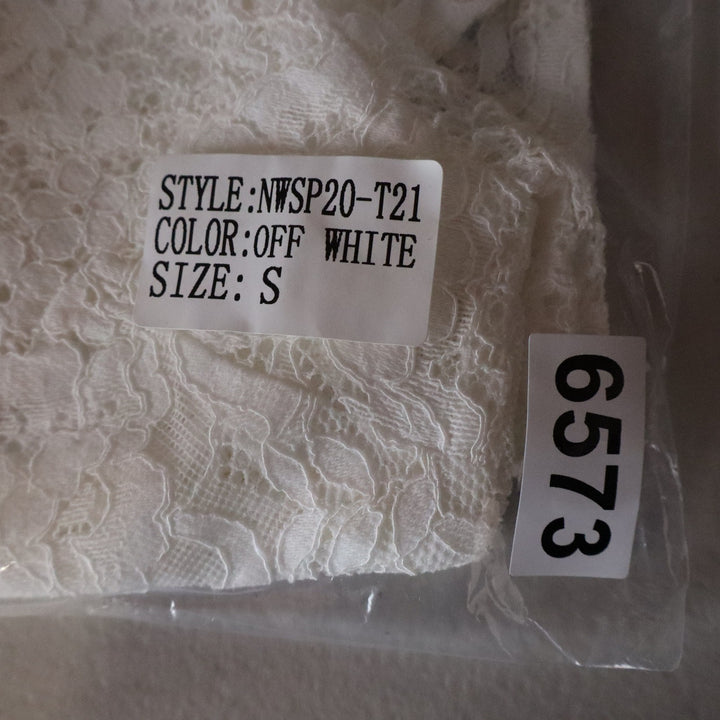 Naked Wardrobe Off White Lace Ruffle Statement Crop Top Small