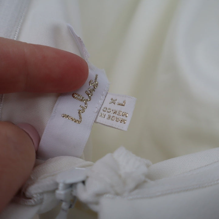 Lulus Telia Maxi Dress Womens XL White Stretch Halter Neck Basque Waist Back Zip