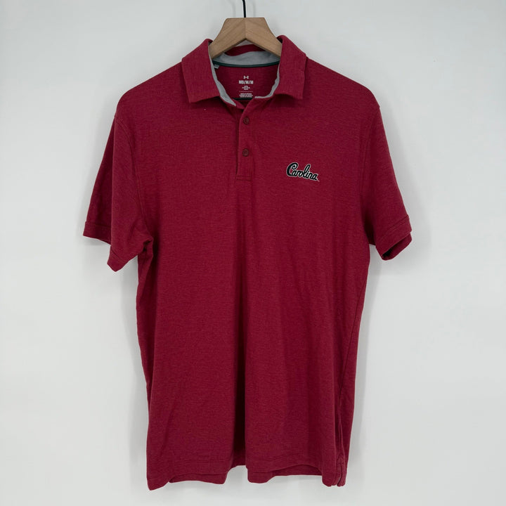Under Armour Carolina Polo Shirt Men's Medium Loose Fit Red Short Sleeve Golf