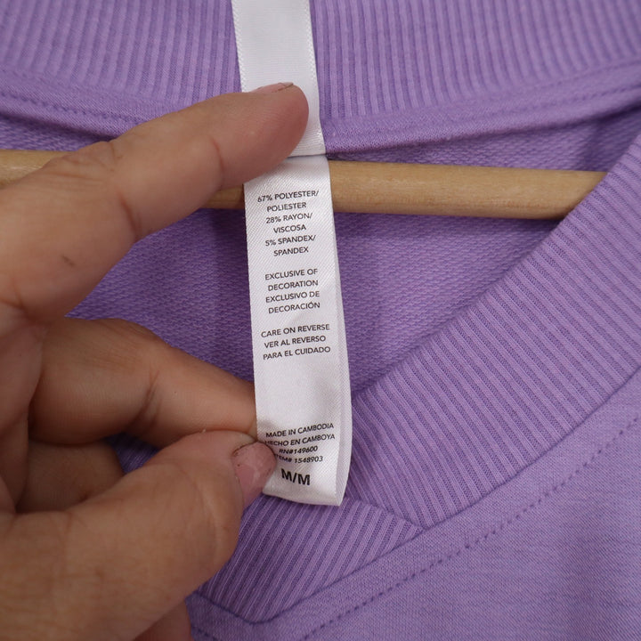 Flora Nikrooz Purple V-Neck Ribbed Trim Lounge Top Short Sleeve Medium