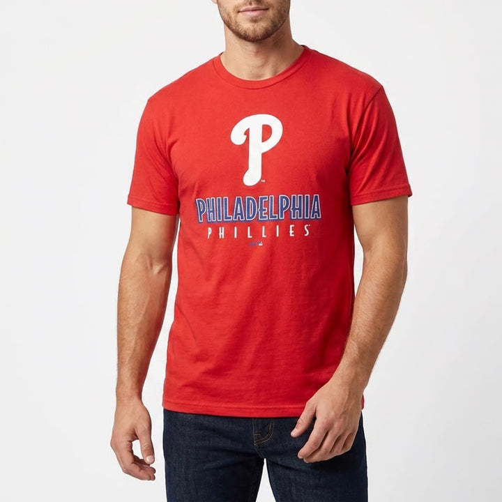 Majestic Philadelphia Phillies Mens XL Red Heathered Graphic T-Shirt MLB