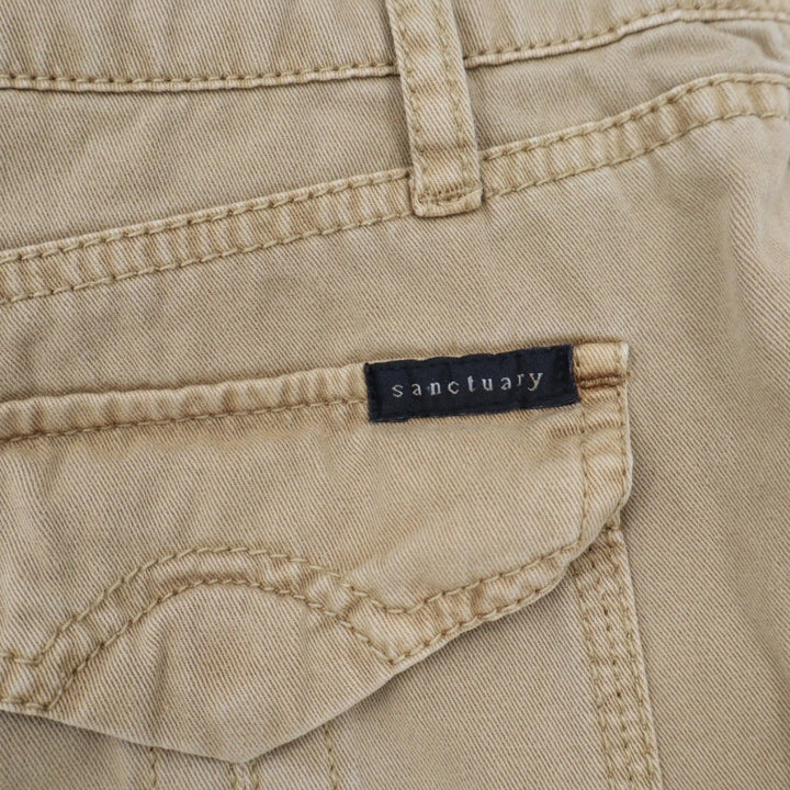 Sanctuary Classic Globe Trotter Shorts Womens 27 Khaki Denim 100% Cotton Cuffed