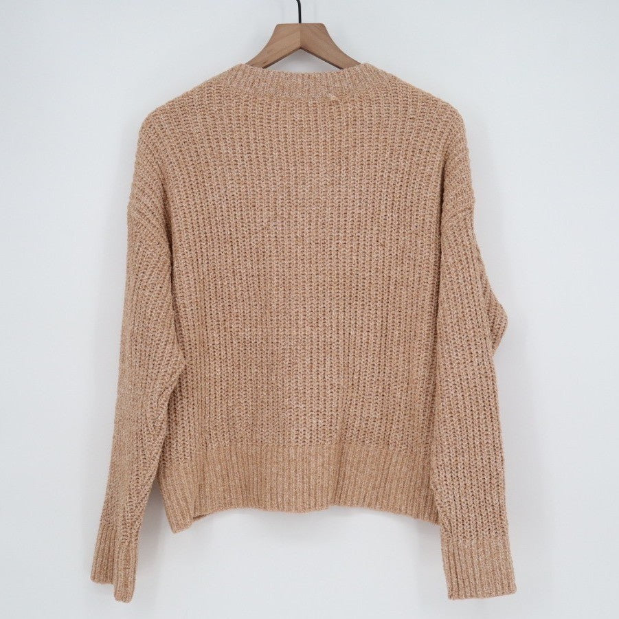 State Of Day Intimates Sweater Womens XL Brown Waffle Knit Long Sleeve V-Neck