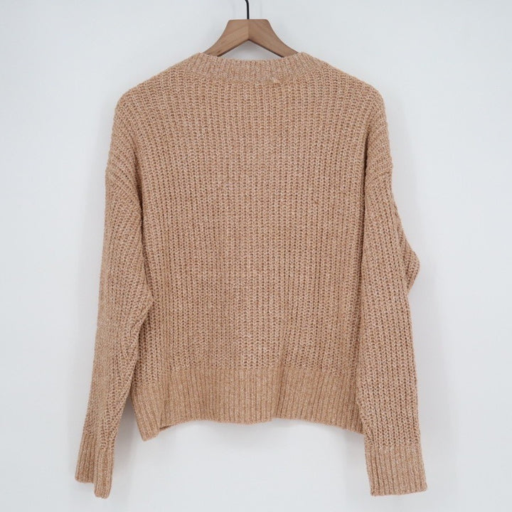 State Of Day Intimates Sweater Womens XL Brown Waffle Knit Long Sleeve V-Neck