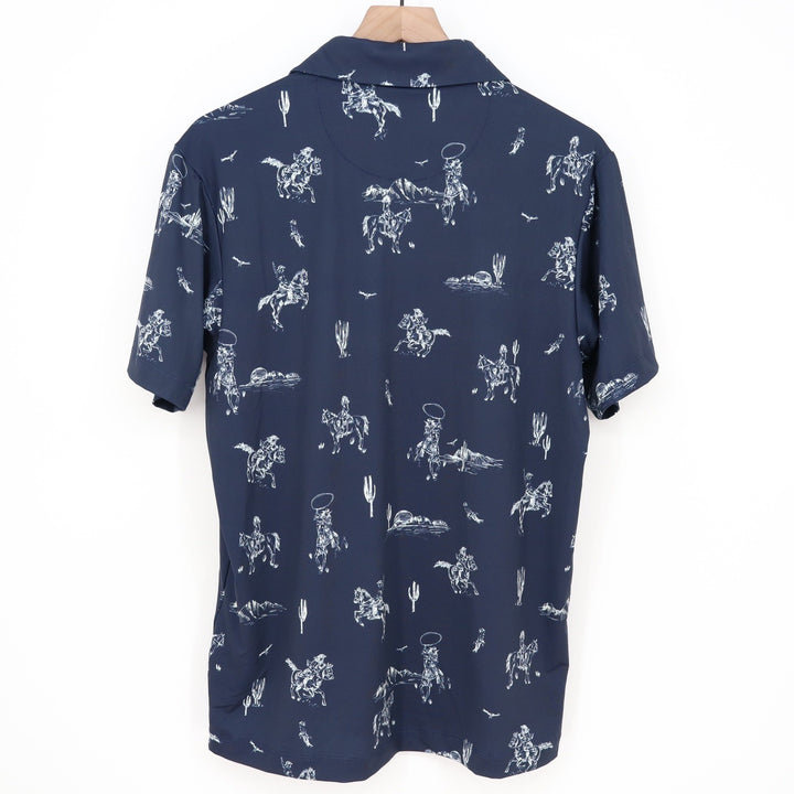 Bad Birdie Yeehaw Core Polo Mens Small Dark Navy Western Cowboy Golf