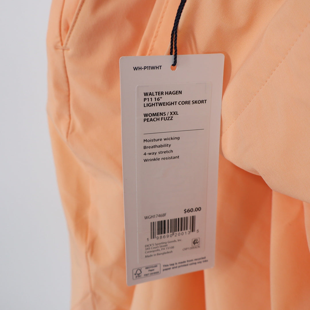 Walter Hagen P11 16" Lightweight Core Skort Peach Fuzz Orange XXL